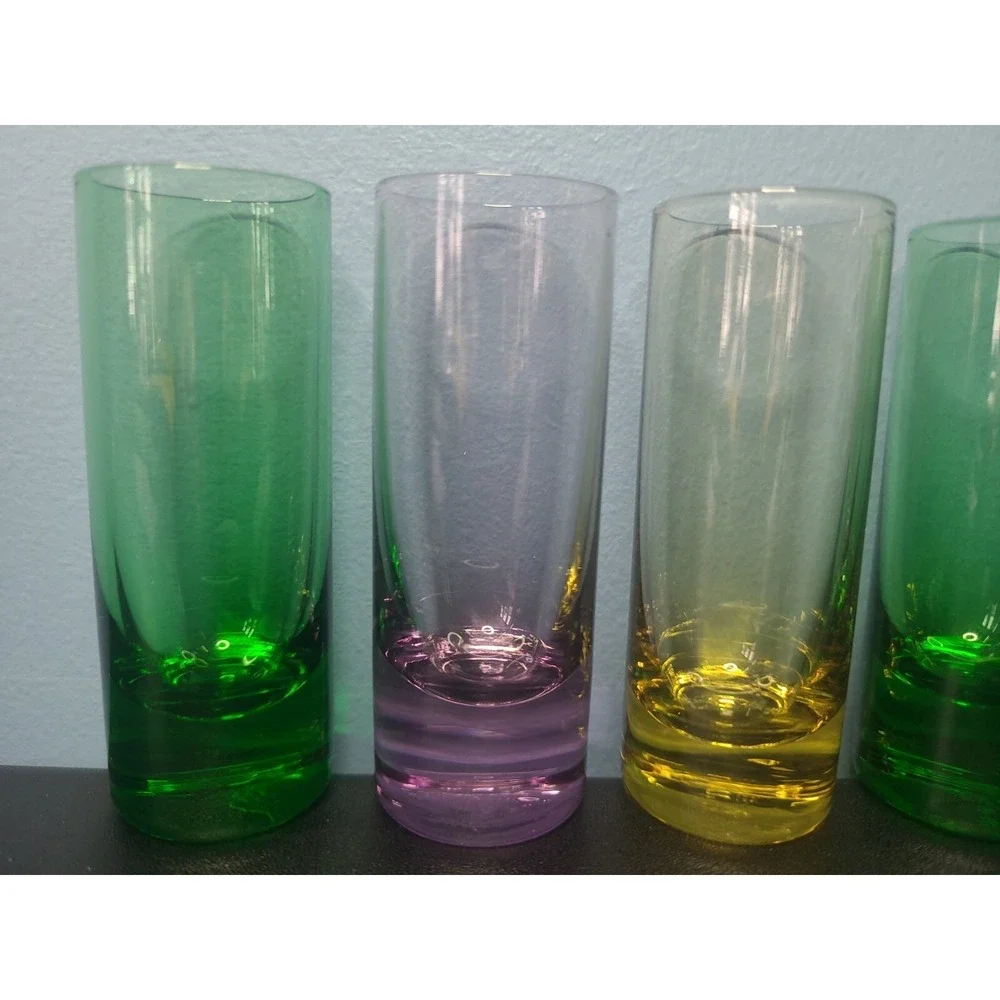 6 Shot Glasses Multi-Colored Glass‎ Vodka Aperitif Liqueur Cordial 3.5